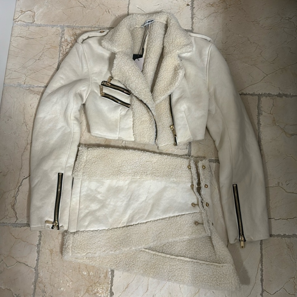 Stylish Cream Skirt and Jacket Set